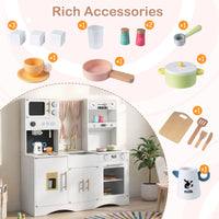 Wooden Kids Kitchen Playset with Microwave Sink for Ages 3+