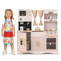 Wooden Kids Kitchen Playset with Microwave Sink for Ages 3+