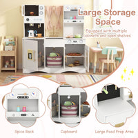 Wooden Kids Kitchen Playset with Microwave Sink for Ages 3+