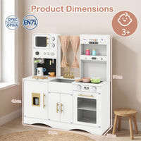 Wooden Kids Kitchen Playset with Microwave Sink for Ages 3+