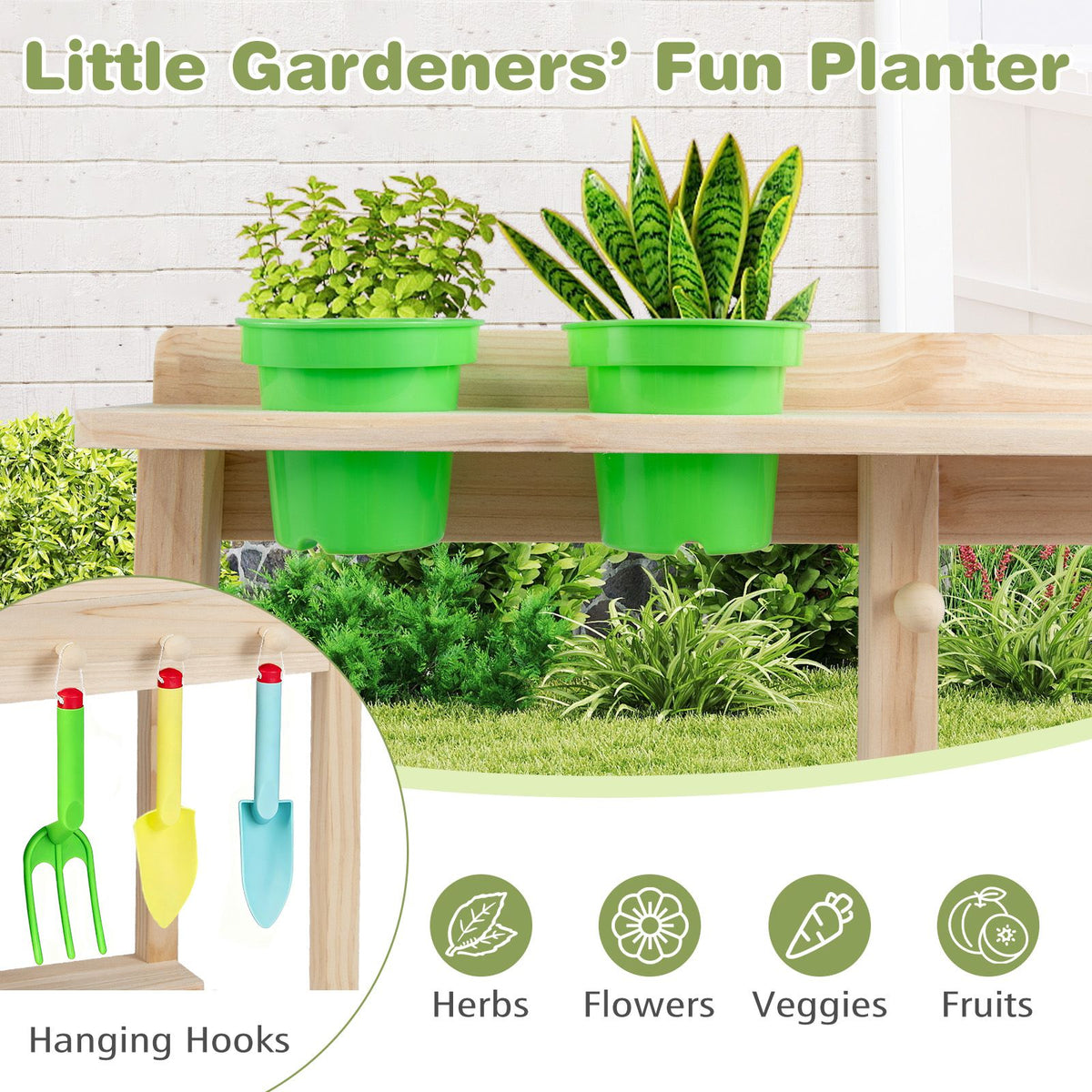 Wooden Kitchen Playset with Stoves and Flowerpots for Boys Girls 3+