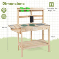 Wooden Kitchen Playset with Stoves and Flowerpots for Boys Girls 3+