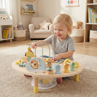 Wooden Musical Play Table with Bead Maze and Music Box for Boys and Girls