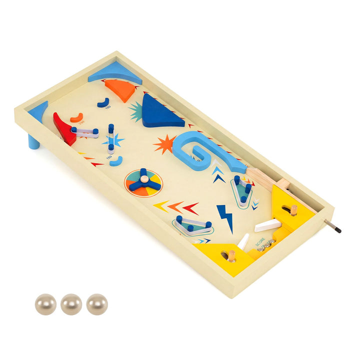 Wooden Pinball Machine with 3 Balls for Kids 6+ and Adults