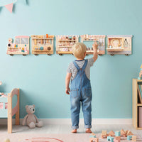 Wooden Sensory Wall Panel with Vanity for Kids
