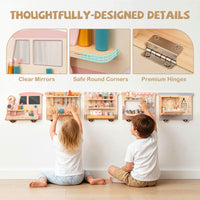 Wooden Sensory Wall Panel with Vanity for Kids