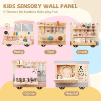 Wooden Sensory Wall Panel with Vanity for Kids