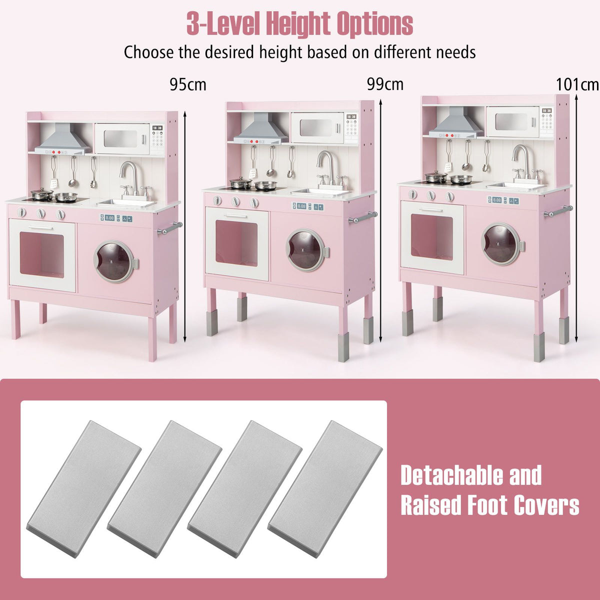 Wooden Toddler Kitchen Playset with Cookware Accessories for Kids