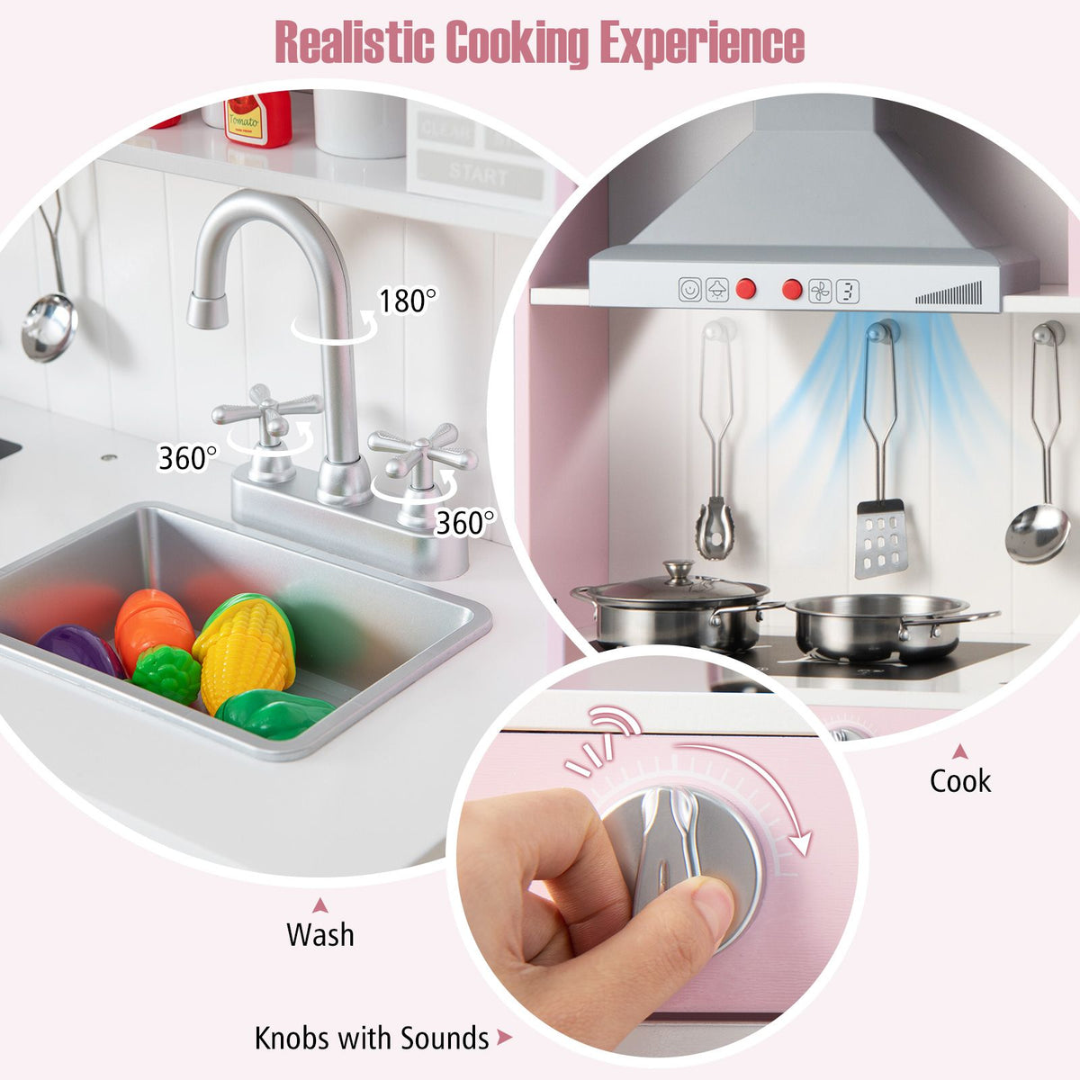 Wooden Toddler Kitchen Playset with Cookware Accessories for Kids