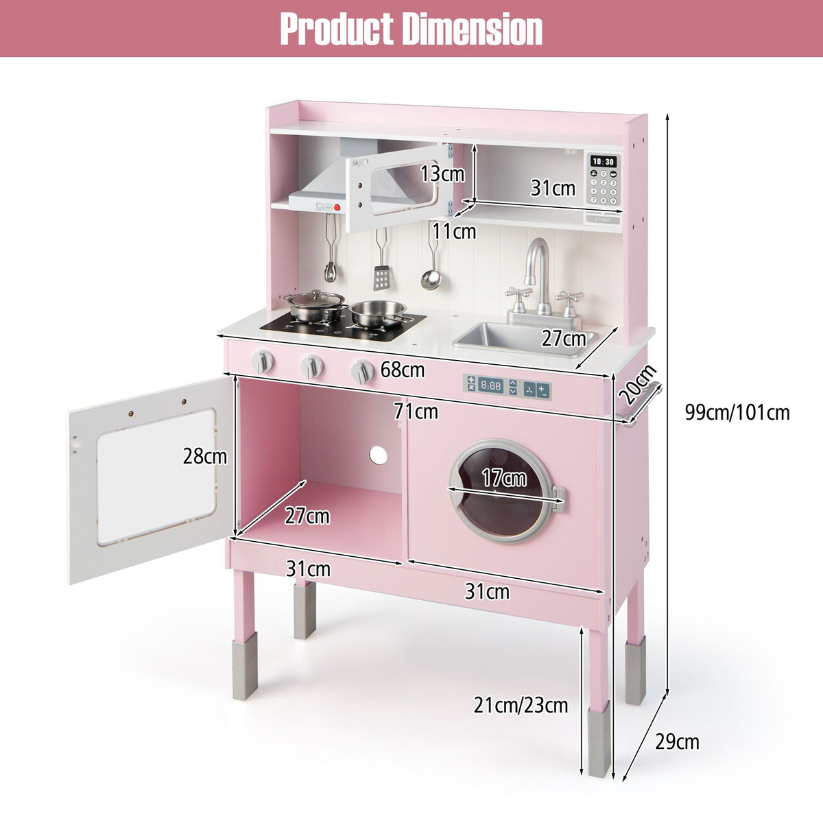 Wooden Toddler Kitchen Playset with Cookware Accessories for Kids