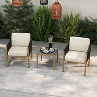 Woven Rope Outdoor Conversation Set with Cushions for Porch