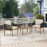 Woven Rope Outdoor Conversation Set with Cushions for Porch