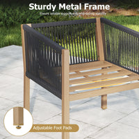 Woven Rope Outdoor Conversation Set with Cushions for Porch