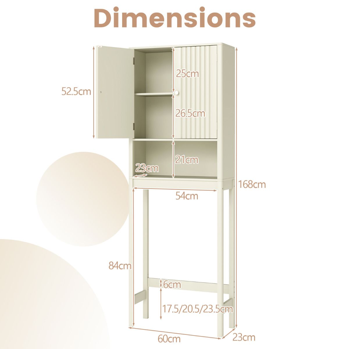 Above Toilet Bathroom Organizer with Fluted Doors
