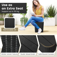 All-Weather Resin Side Table with Wicker-woven Accent and Detachable Lid