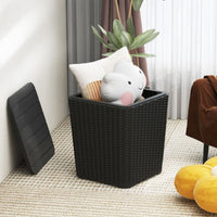 All-Weather Resin Side Table with Wicker-woven Accent and Detachable Lid