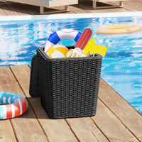 All-Weather Resin Side Table with Wicker-woven Accent and Detachable Lid