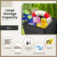 All-Weather Resin Side Table with Wicker-woven Accent and Detachable Lid