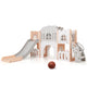 All in 1 L-shaped Toddle Slide with Tunnel and Basketball Hoop for Toddlers Age 1-3