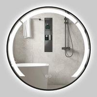 Aluminum Framed Circle Vanity Mirror with Anti-Fog Function and 3 Light Colors