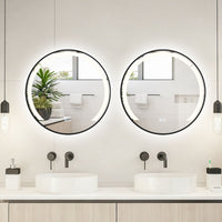 Aluminum Framed Circle Vanity Mirror with Anti-Fog Function and 3 Light Colors