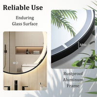 Aluminum Framed Circle Vanity Mirror with Anti-Fog Function and 3 Light Colors