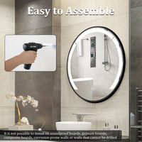 Aluminum Framed Circle Vanity Mirror with Anti-Fog Function and 3 Light Colors