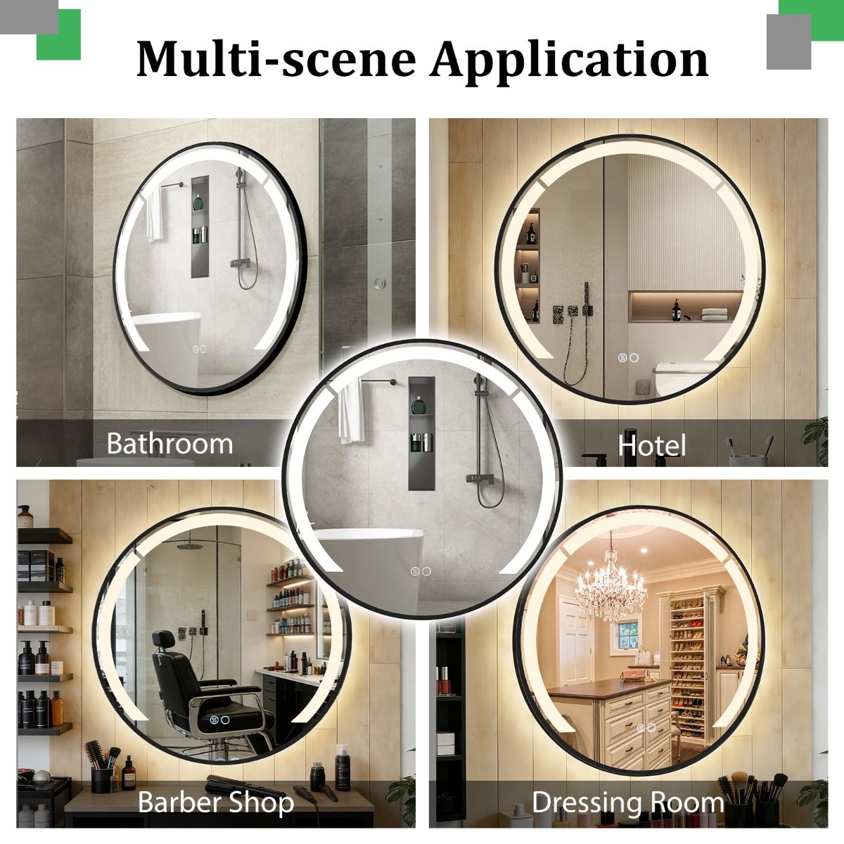 Aluminum Framed Circle Vanity Mirror with Anti-Fog Function and 3 Light Colors