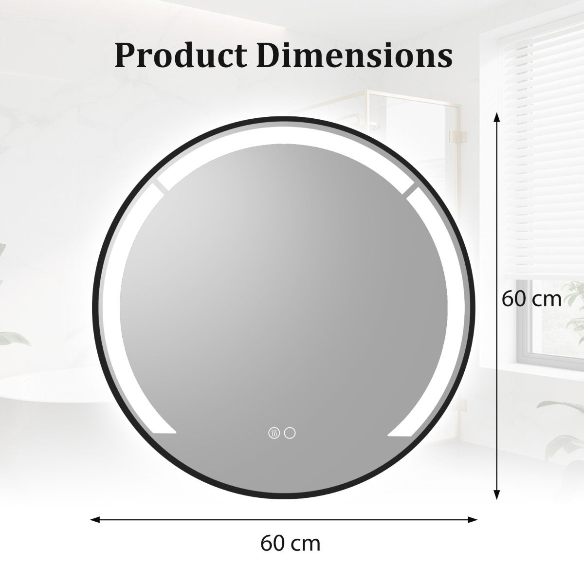 Aluminum Framed Circle Vanity Mirror with Anti-Fog Function and 3 Light Colors