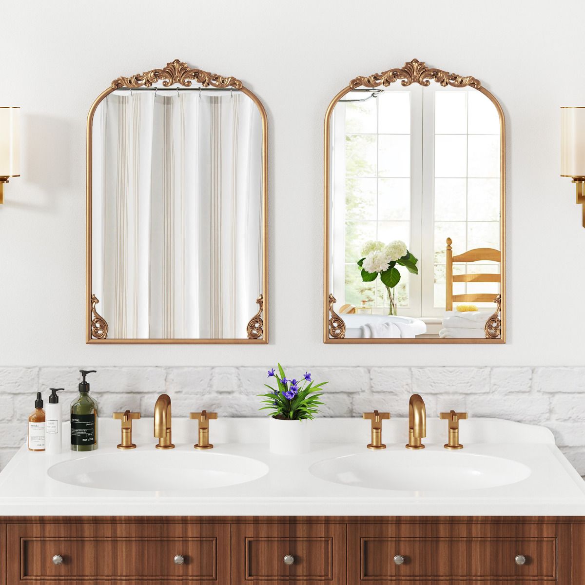 Antique Wall Mounted Mirrors with Metal Frame for Bathroom