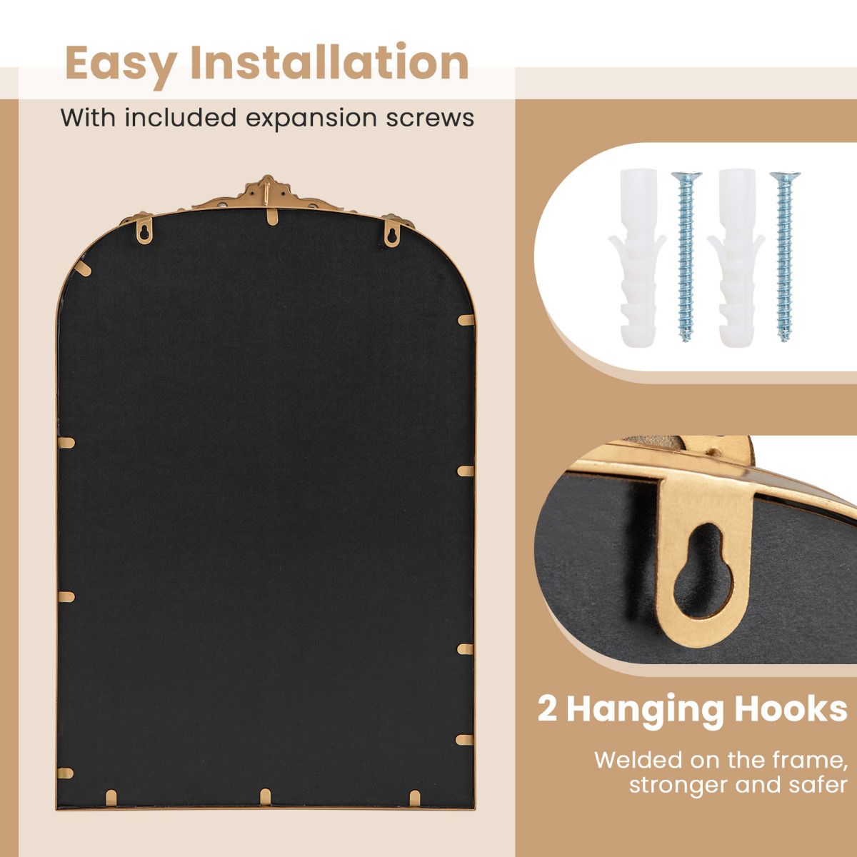 Antique Wall Mounted Mirrors with Metal Frame for Bathroom