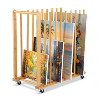 Art Storage Rack with 4 Universal Wheels Bamboo Drawing Board Stand