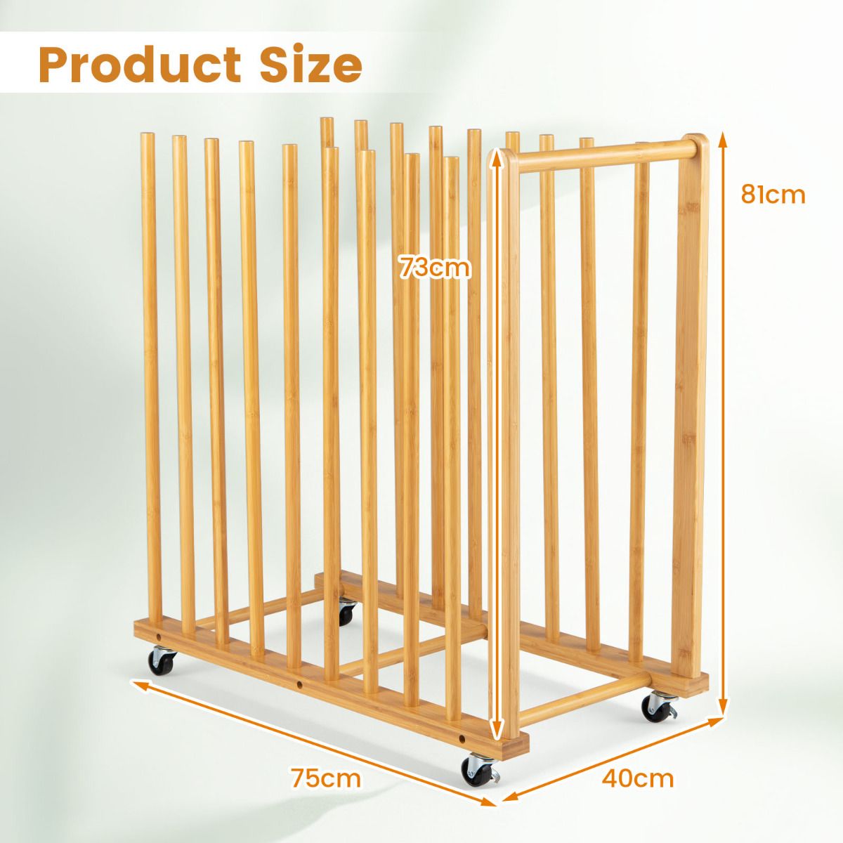 Art Storage Rack with 4 Universal Wheels Bamboo Drawing Board Stand