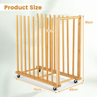 Art Storage Rack with 4 Universal Wheels Bamboo Drawing Board Stand