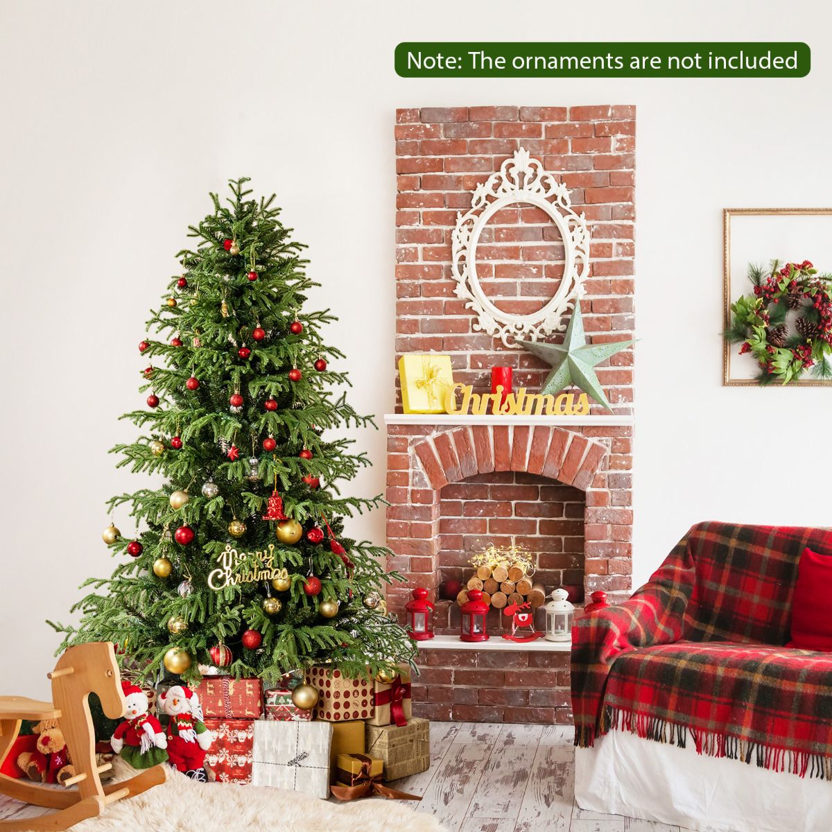 Artificial Christmas Tree with Warm White LED Lights and Branch Tips