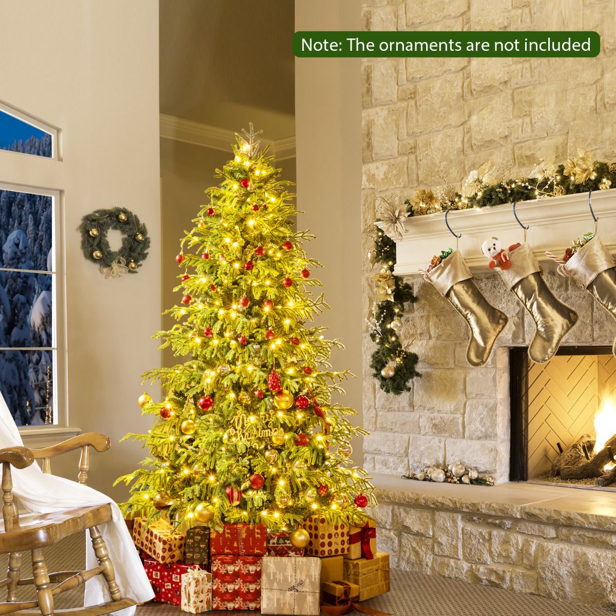 Artificial Christmas Tree with Warm White LED Lights and Branch Tips