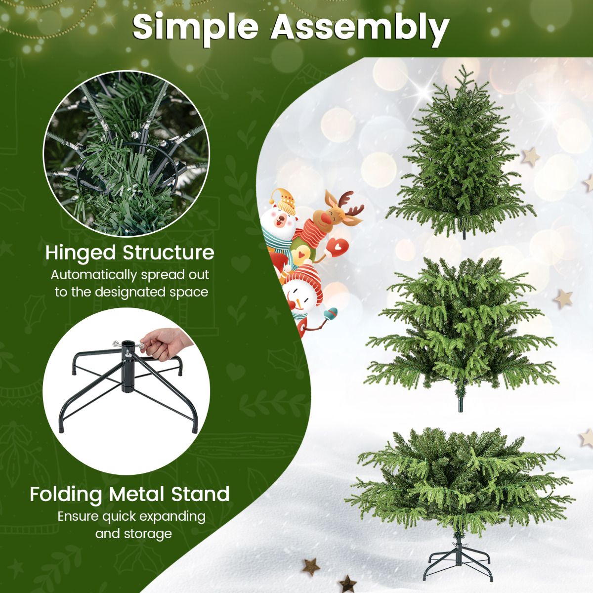 Artificial Christmas Tree with Warm White LED Lights and Branch Tips