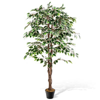 Tall Artificial Faux Tree with 1008 Leaves Natural Wood Trunk