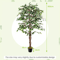 Tall Artificial Faux Tree with 1008 Leaves Natural Wood Trunk