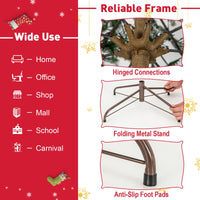 225 cm Artificial Xmas Tree Hinged Christmas Tree with Auto Timer