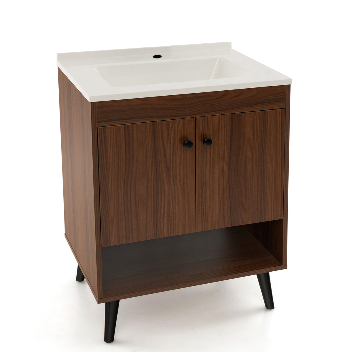 63.5cm Bathroom Vanity Sink Combo w/Doors Shelf Backsplash