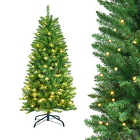 Pre Lit Christmas Tree Slim LED Xmas Tree Home Christmas Decoration Lights Green Outdoor