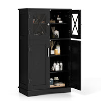 Bathroom Storage Cabinet Linen Storage Cabinet with Doors and Adjustable Shelves