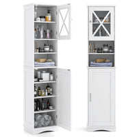 Tall Bathroom Cabinet Freestanding Storage Cupboard Narrow Corner Floor Cabinet