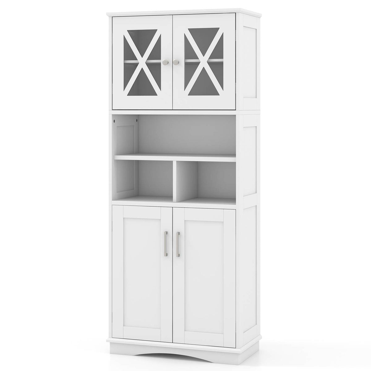 Tall Bathroom Cabinet Large Floor Storage Kitchen Cupboard Pantry Sideboard