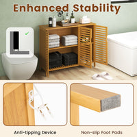 Bamboo Bathroom Cabinet Freestanding Storage Cabinet with Anti-tipping Device