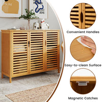 Bamboo Bathroom Cabinet Freestanding Storage Cabinet with Anti-tipping Device
