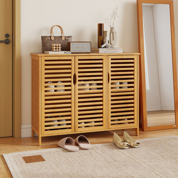 Bamboo Bathroom Cabinet Freestanding Storage Cabinet with Anti-tipping Device