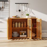 Bamboo Bathroom Cabinet Freestanding Storage Cabinet with Anti-tipping Device