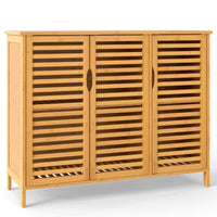 Bamboo Bathroom Cabinet Freestanding Storage Cabinet with Anti-tipping Device